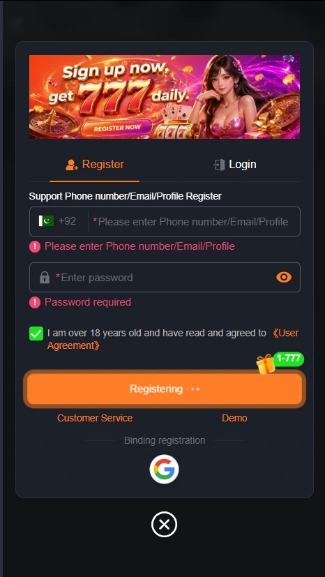JK667 Game Login And Register