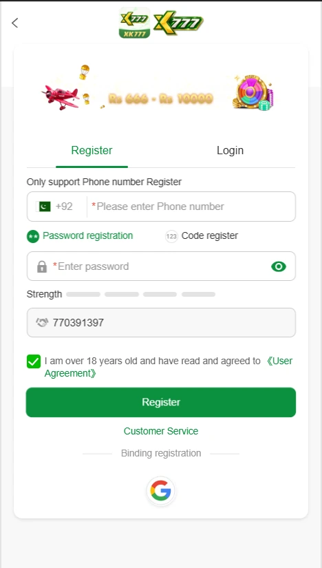 XK777 Game login